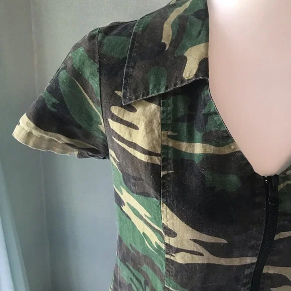 CHARADES Sexy Army Dress, Mini Camo Dress Costume Cosplay, Camouflage, M - Picture 5 of 11